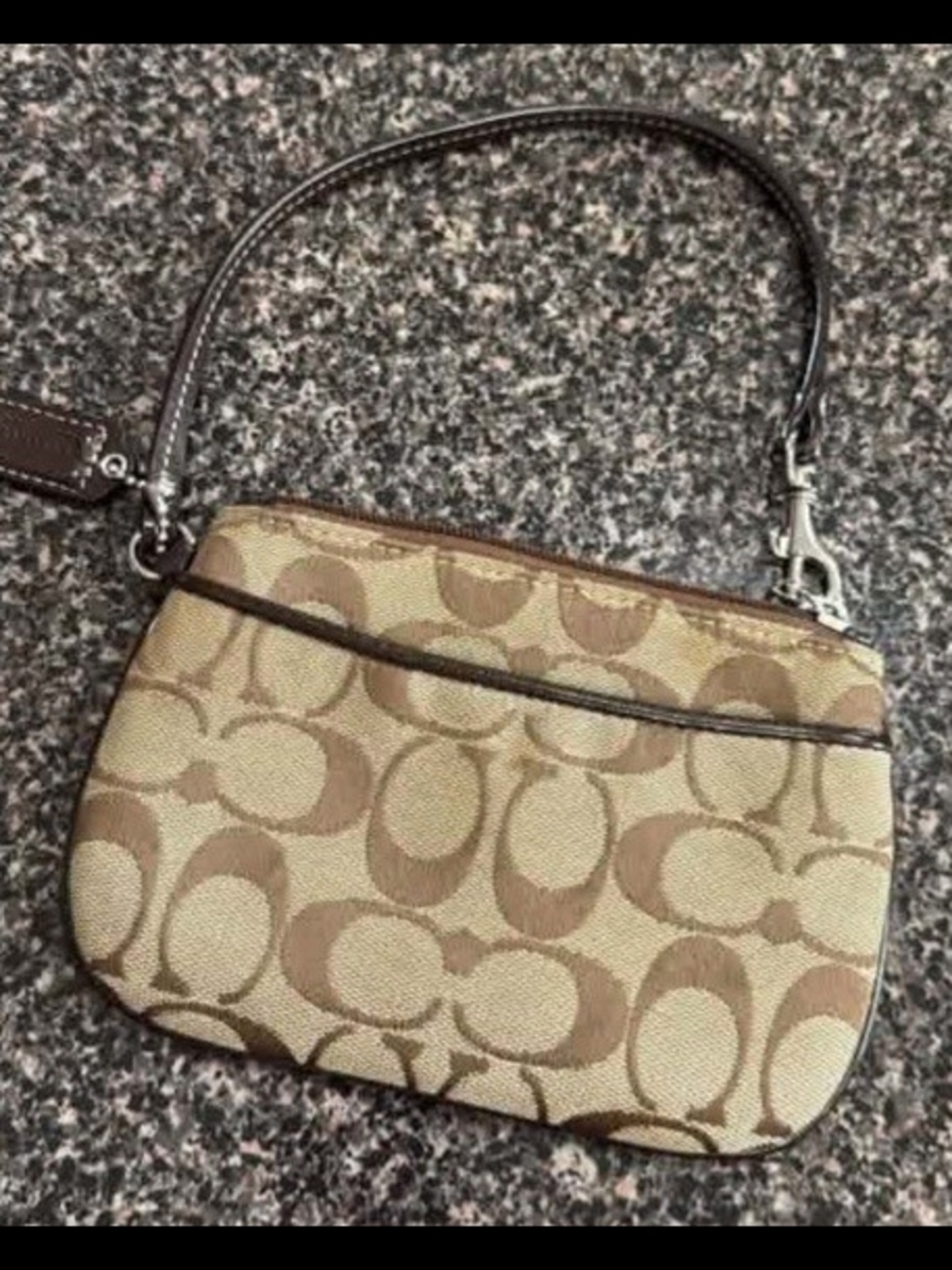 Coach Beige/Tan Signature Canvas Wristlet